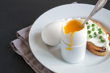 soft-boiled egg. delicious healthy Breakfast.