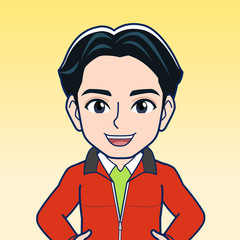 赤い上着を着た若者