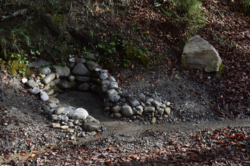versiegte Quelle im Wald