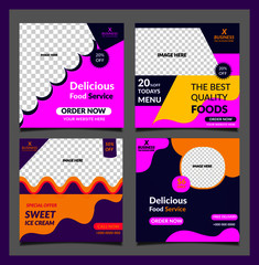 Social media banner background in colorful discount sale design food promotion