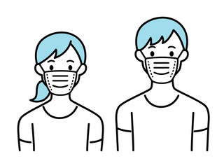 マスクをする男女