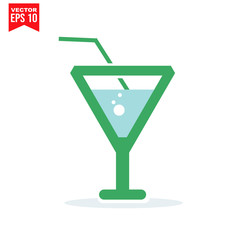 glass drinnking coctail Icon template black color editable. Umbrella Icon symbol Flat vector illustration for graphic and web design.