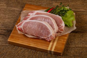 Raw pork steak