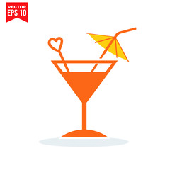 glass drinnking coctail Icon template black color editable. Umbrella Icon symbol Flat vector illustration for graphic and web design.