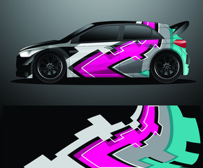 Rally car decal graphic wrap vector, abstract background