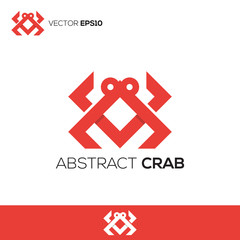 Fototapeta premium crab logo with abstract style in red, very suitable for shop logo, brand crab, company crab, restaurant sea food etc.