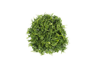 Round bunch of green dill isolated on white