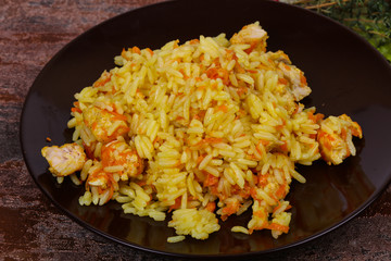 Traditional Pilaf with chicken and carrot