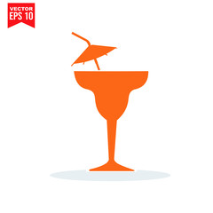 glass drinnking coctail Icon template black color editable. Umbrella Icon symbol Flat vector illustration for graphic and web design.