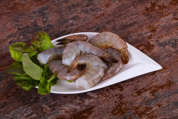 Raw king prawns ready for cooking