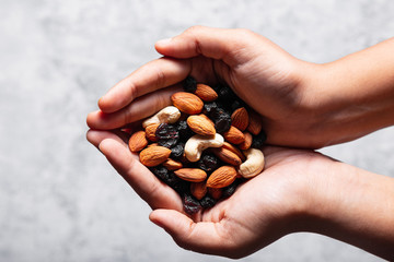 Handful of Nuts and Dry Fruits - Horizontal