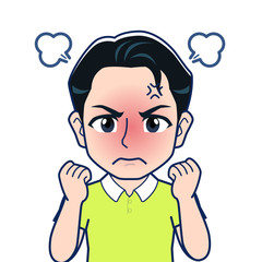 黄緑のシャツを着た若者