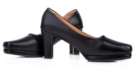 Women's black high heel shoes isolated on a white background