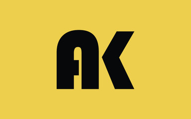 AK or KA and A, K Uppercase Letter Initial Logo Design, Vector Template