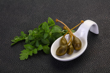 Pickled Capersberries in the bowl