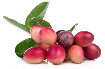 Karonda healthy fresh fruit from nature isolated on a white background.