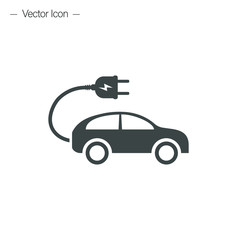 Electric car icon. Isolated picogram drawing.