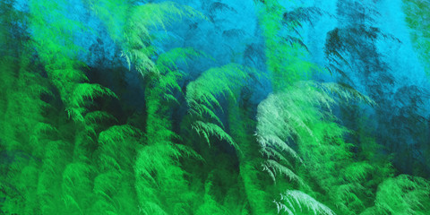 Fototapeta na wymiar Abstract blue and green fantastic clouds. Colorful fractal background. Digital art. 3d rendering.