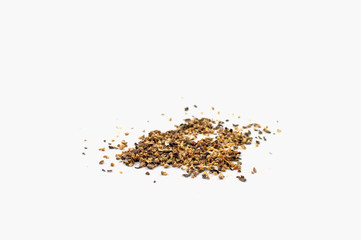 Grinded black pepper isolated on white background