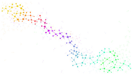 Abstract structure molecule and dna, atom, neurons. Scientific concept for your design. Connected lines with dots. Medical, technology, chemistry, science background. Vector illustration.