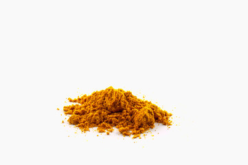 Indian curry powder isolated on white background