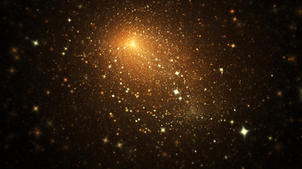 Fototapeta premium Colorful shiny golden stars. Abstract holiday background. Fantastic light effect. Digital fractal art. 3d rendering.