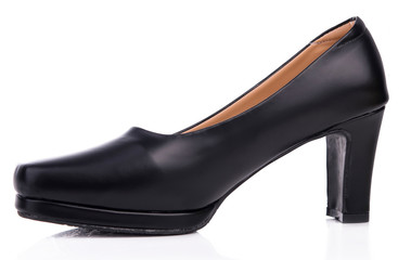 Women's black high heel shoes isolated on a white background