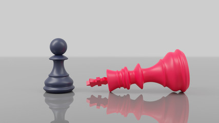 Chess business concept, leader & success. 3D rendering