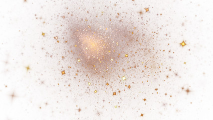 Colorful shiny golden stars. Abstract holiday background. Fantastic light effect. Digital fractal art. 3d rendering.