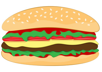 hamburger with cutlet and vegetables