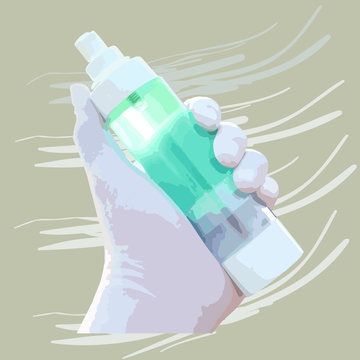 Alcohol bottle arm holding vector image