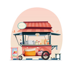 Food cart in street food concept