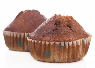 Homemade banana bread isolated on white background