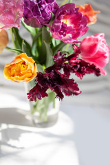 Obraz na płótnie Canvas Bouquet of vivid colorful decorative tulips