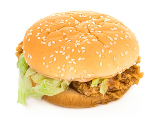 Tuna hamburger on a white background
