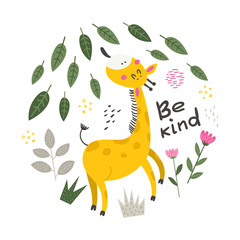 Vector poster with cute Giraffe.