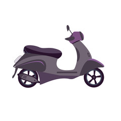 Fototapeta premium Scooter isolated on white background. Moped for delivery. Transport for delivery workers. Scooter ride. Two-wheeled vehicle. Compact motorcycles