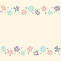 Fototapeta na wymiar Concept of a card with colourful flowers and copyspace. Mother’s Day, Women’s Day and Valentine’s Day background. Vector