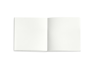 blank book isolated on white, Mockup of opened blank square book.