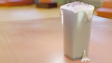 Stylized 3D latte with foam and chocolate springles