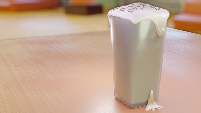 Stylized 3D latte with foam and chocolate springles