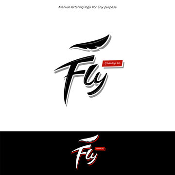 Fly logo lettering logo type with wing feather in hype swag cool clothing brand icon symbol style