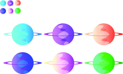 Sun Moon and Planet Flat illustration vector Icon with Gradient Color