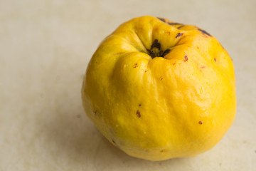 fresh yellow quince with slice isolated white background . Quince on a white background .
