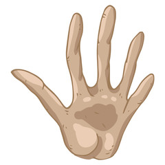 Human hand with an open palm. Open hand. Five fingers on the hand. HELLO sign with hand. Vector illustration. Simple hand drawn icon..
