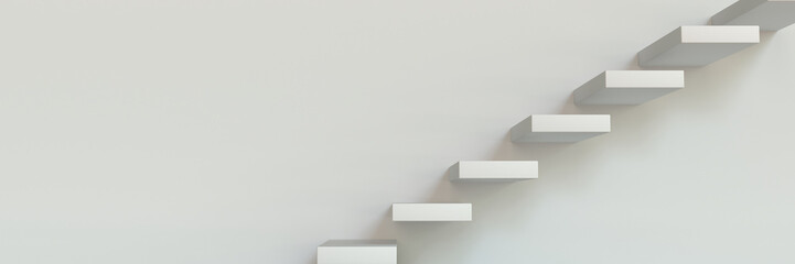 white stairs in the interior on a light wall. 