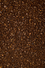 Texture of ground coffee. Overall plan