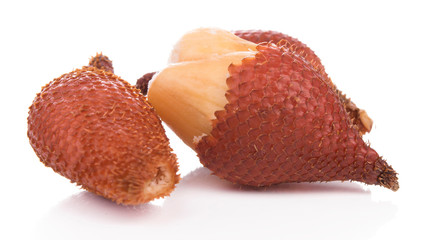 Salak Fruit set slice isolated healthy fresh fruit top view vegetable agri nature fruit isolated on a white background.