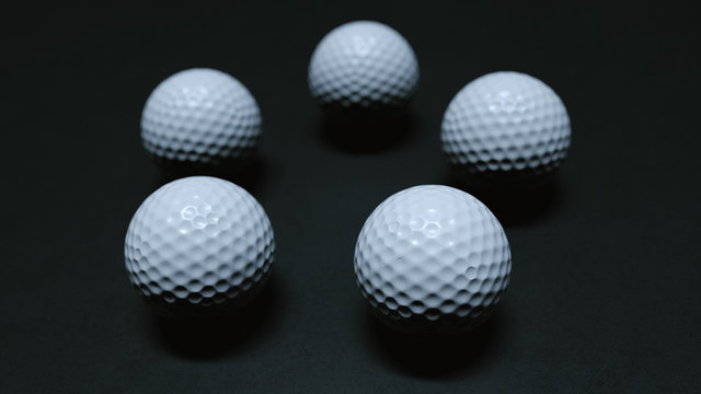 Golf Balls on the floor, 3d Render