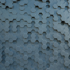 Randomized Hexagon Shapes, Futuristic background 3d Rendering